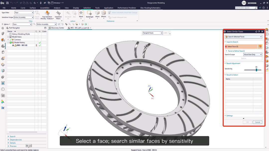 The parameter panel of Select Similar Faces