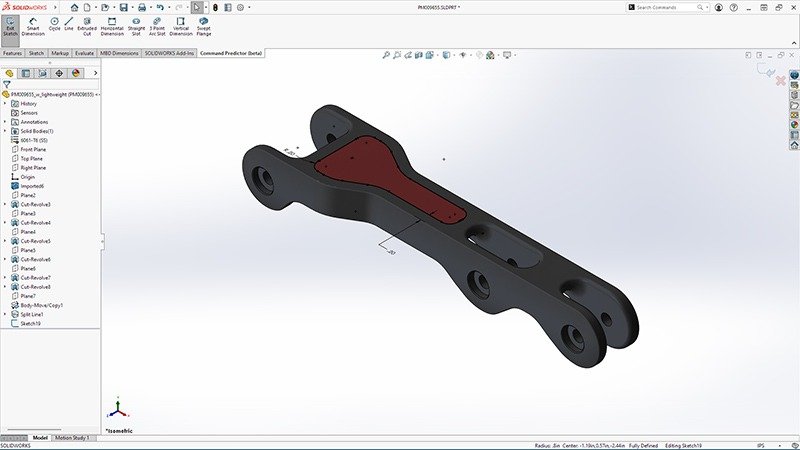 SOLIDWORKS 界面中的 Command Predictor 工具栏